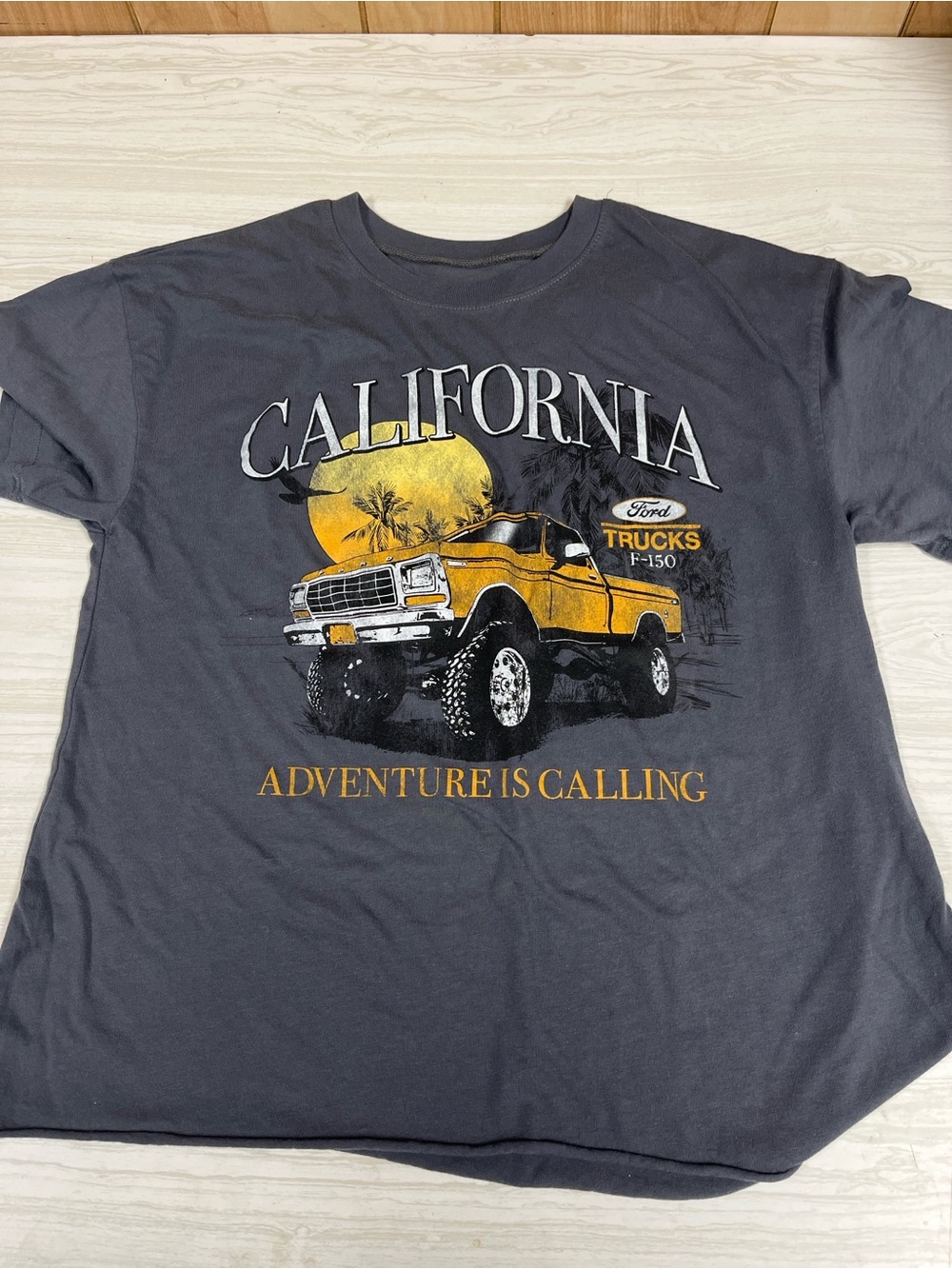 Hybrid Apparel Charcoal Tee with Yellow Truck and California Graphic